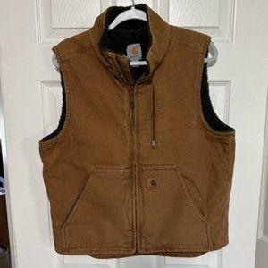 Carhartt Men's Duck Sherpa-Lined Vest, Carhartt Brown, Size Medium